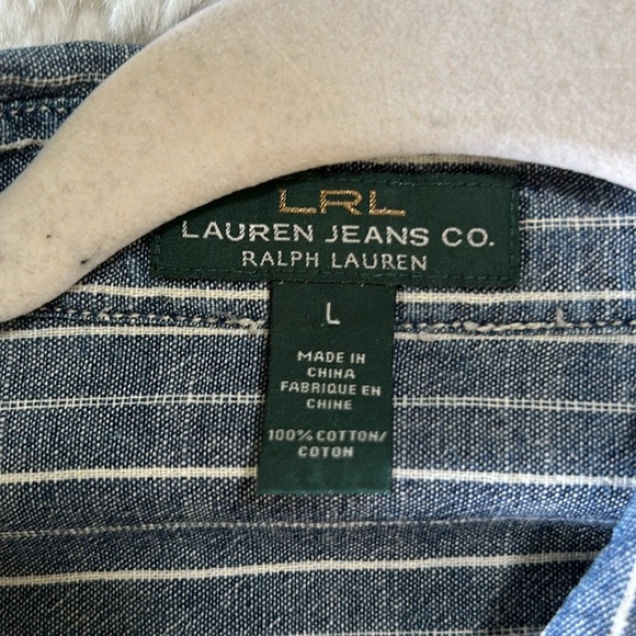 LAUREN RALPH LAUREN COTTON BUTTON DOWN SHIRT LARGE - Picture 12 of 12